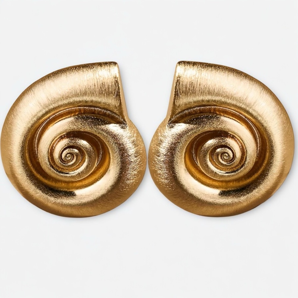 NWT Statement House of Harlow Snail Shell Earrings 2" inch